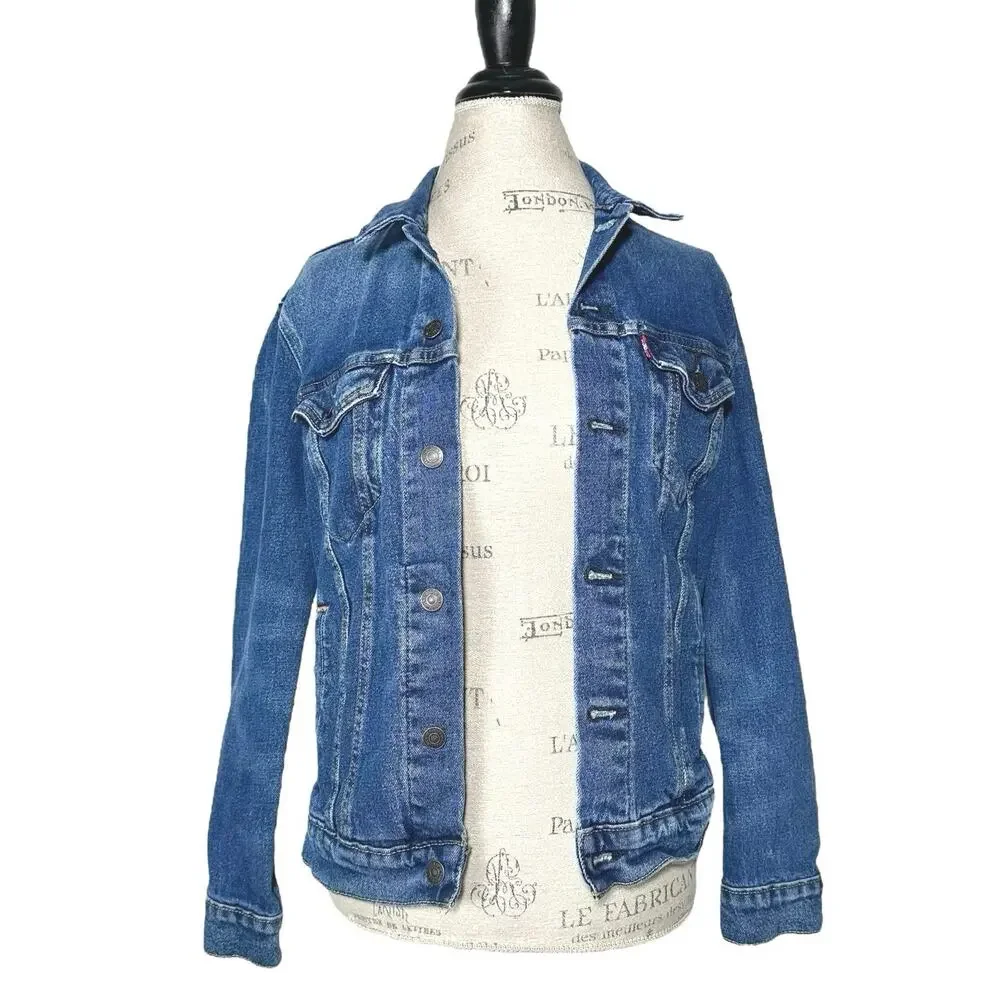 Levi’s | Women | Classic Blue Distressed Work Denim Jean Jacket | Size Small